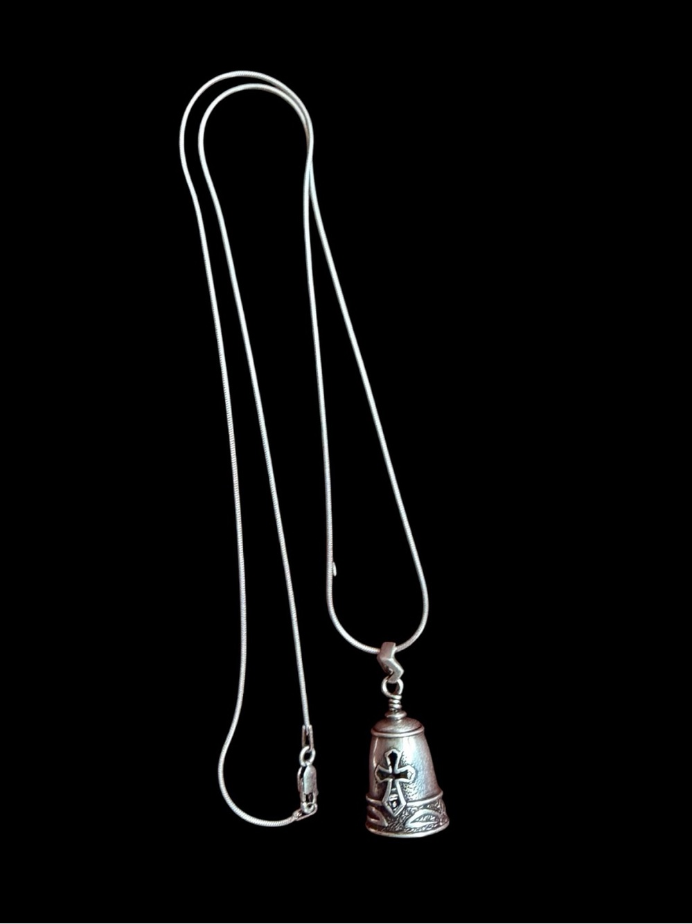Sterling Biker Guardian Bell With Sterling  Chain 22”  .5oz